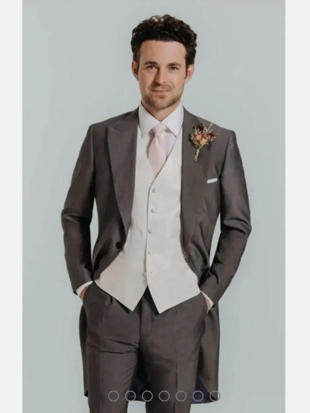 Dobell Men's Silver Grey Tailcoat Formal Blazer Morning Suit Jacket Sz 42R